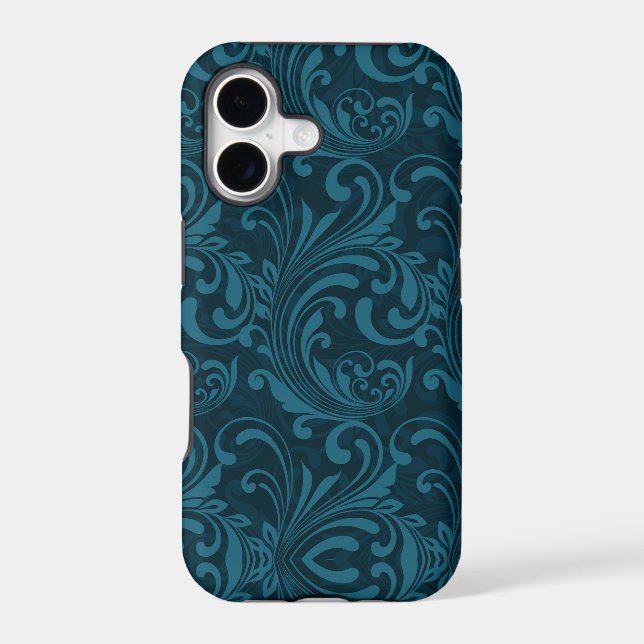 Dark teal floral damask pattern (Back)