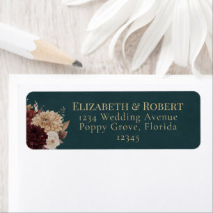 Dark Teal Floral Gothic Wedding Address Label Return Address Label