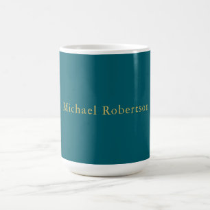 Dark Teal Gold Colours Professional Trendy Own Nam Coffee Mug