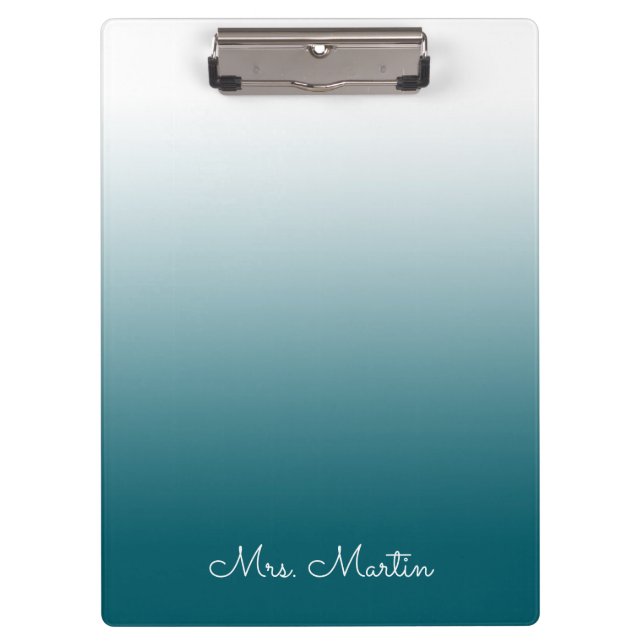 Dark Teal Gradient Personalised Teacher Clipboard (Front)