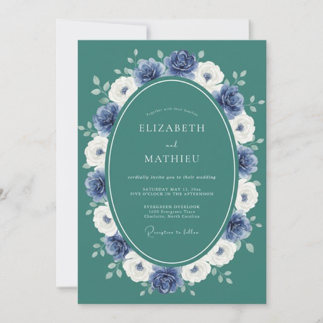 Dark Teal Majestic Winter Wedding Invitation (Front)