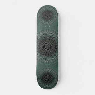 Dark Teal Mandala Skateboard