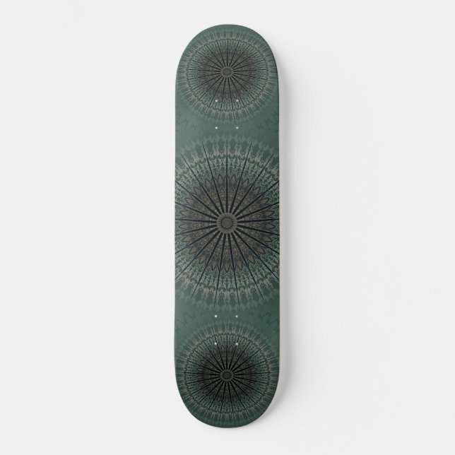 Dark Teal Mandala Skateboard (Front)