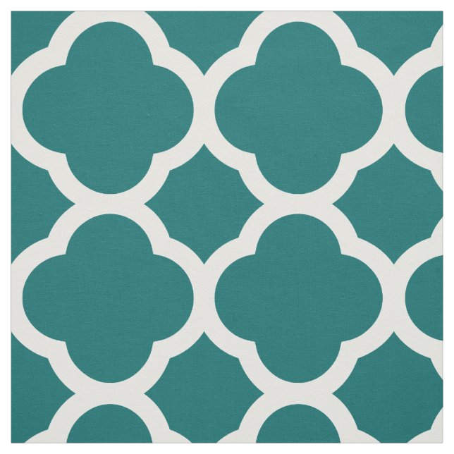 Dark Teal Modern Quatrefoil Large Scale Fabric (Swatch)