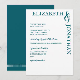 Dark Teal Modern Typography Engagement Party Invitation