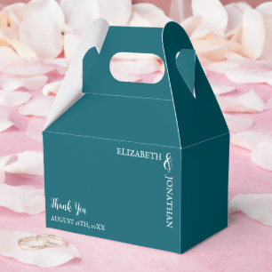Dark Teal Modern Typography Wedding Favour Box