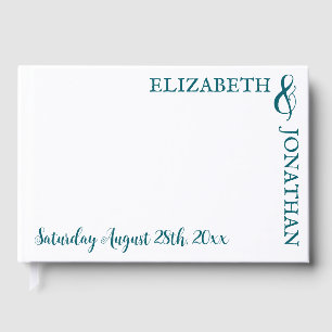 Dark Teal Modern Typography Wedding Guest Book