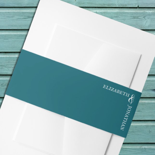 Dark Teal Modern Typography Wedding Invitation Belly Band (Creator Uploaded)
