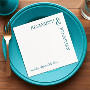Dark Teal Modern Typography Wedding Napkin