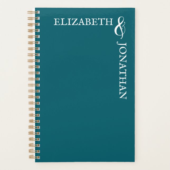 Dark Teal Modern Typography Wedding Planner (Front)