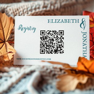 Dark Teal Modern Typography Wedding Registry Enclosure Card