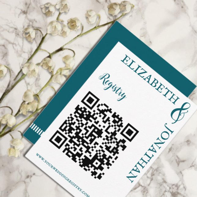Dark Teal Modern Typography Wedding Registry Enclosure Card (Creator Uploaded)