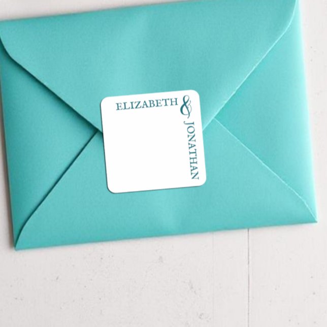 Dark Teal Modern Typography Wedding Square Sticker (Creator Uploaded)