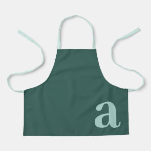 Dark Teal Monogram Initial Minimalist Apron