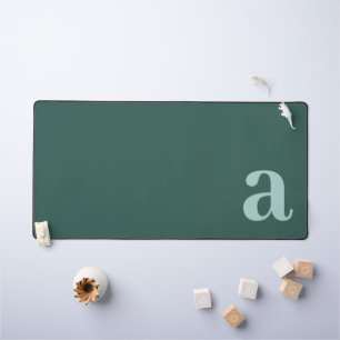 Dark Teal Monogram Initial Minimalist Desk Mat