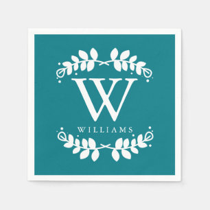 Dark Teal Monogram Napkin