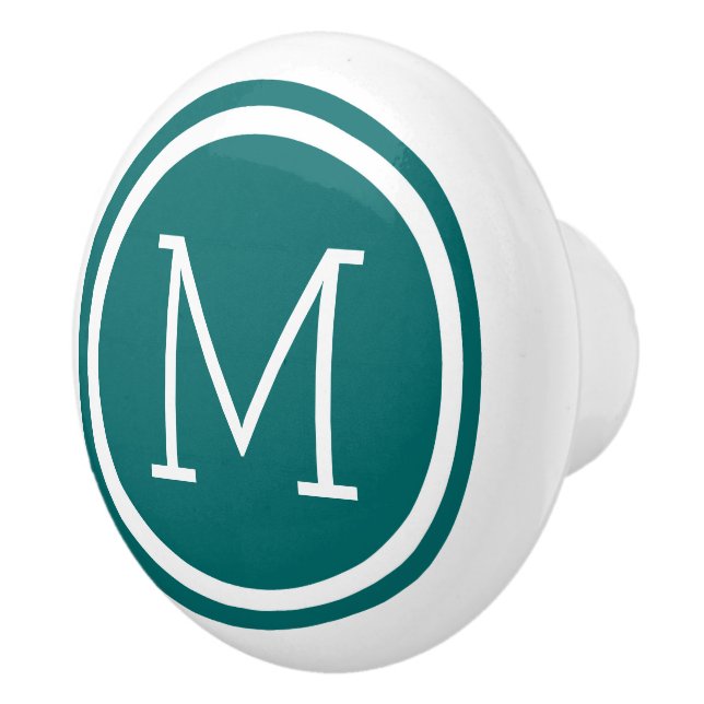 Dark Teal Monogram Personalised Drawer Knob (Right)
