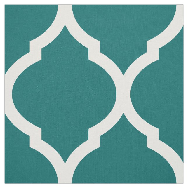Dark Teal Moroccan Quatrefoil Large Scale Fabric (Swatch)