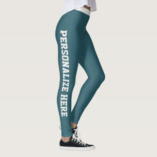 Dark Teal Neutral Personalised Women Athleisure Leggings