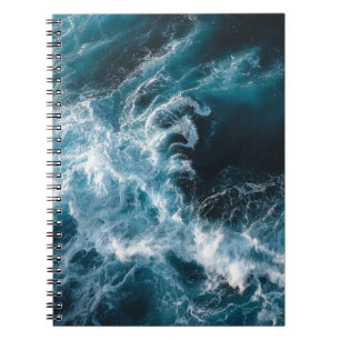 Dark Teal Ocean Wave Aerial Photography Notebook