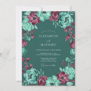 Dark Teal Opulent Winter Wedding Invitation