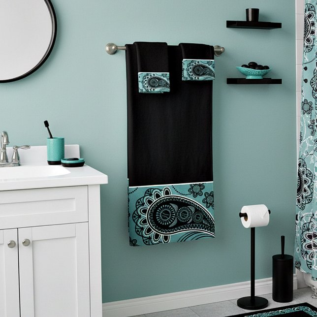 Dark teal paisley bath towel set (Creator Uploaded)