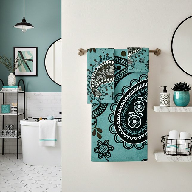 Dark teal paisley bath towel set (Creator Uploaded)