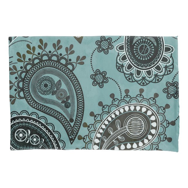 Dark teal paisley pillowcase (Front)