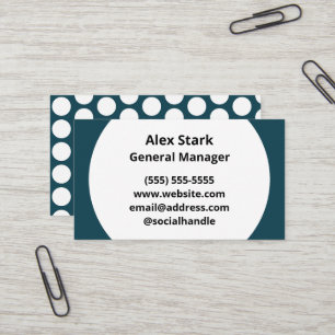 Dark Teal Polka Dot Business Cards