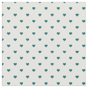 Dark Teal Polka Dot Hearts Fabric