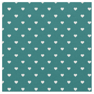 Dark Teal Polka Dot Hearts Fabric