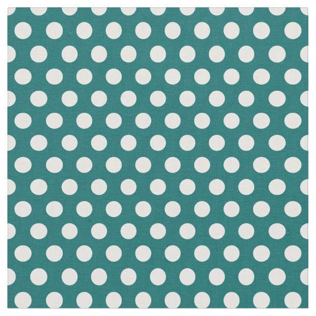 Dark Teal Polka Dots Fabric (Close Up)