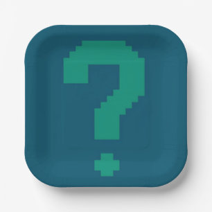 Dark Teal Question Mark Square Paper Plate