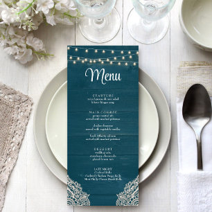 Dark Teal Rustic Elegance Menu Card