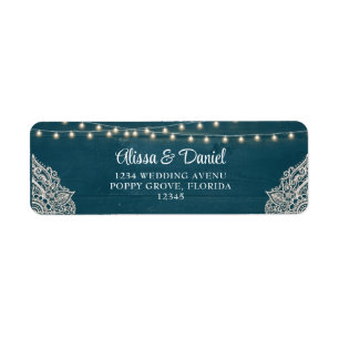 Dark Teal Rustic Elegance Wedding Return Address  Label