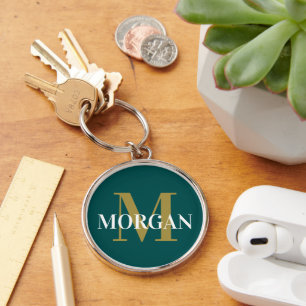 Dark Teal Solid Colour Key Ring