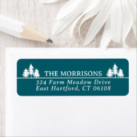 Dark Teal Spruces Rustic Name & Return Address