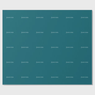 Dark Teal Trendy Modern Minimalist Your Name Wrapping Paper