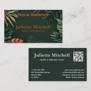 Dark Teal Tropical Elegant Wellness Business Card
