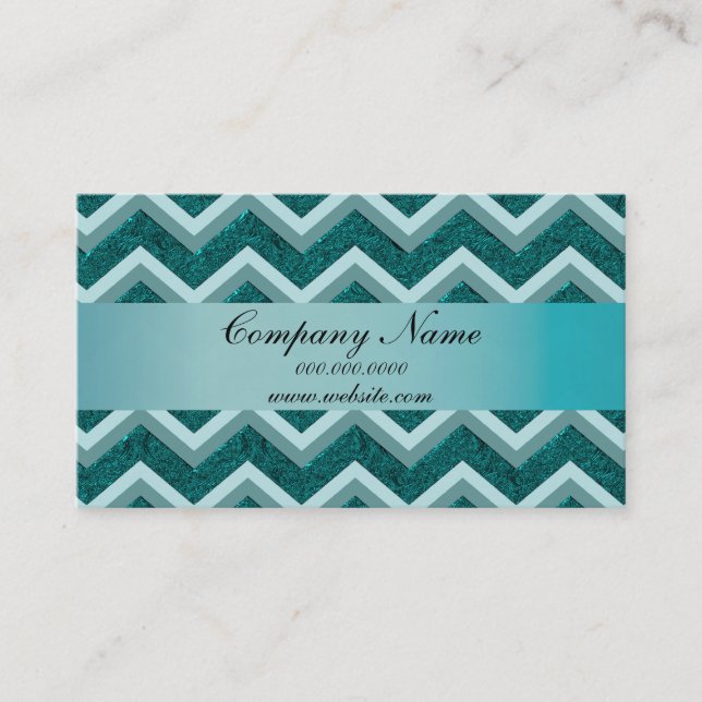 Dark Teal Zigzag Pocket 2019 Calendar Business Card (Front)