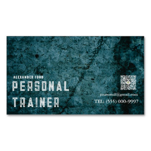 DARK texture background green Personal Trainer Magnetic Business Card