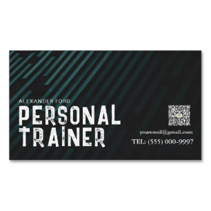 DARK texture background green Personal Trainer  Magnetic Business Card
