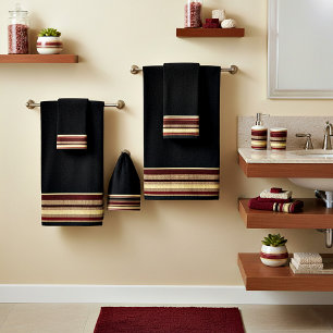 Dark textured stripes bath towel set