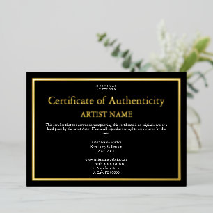 Dark Theme Gold Foil Certificate of Authenticity Holiday Card