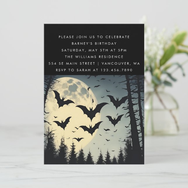 Dark Themed Birthday Invitation (Standing Front)