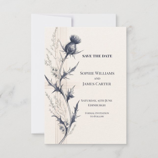Dark Thistle Scottish Wedding Save The Date (Front)