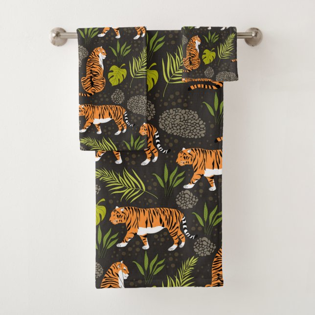 Dark Tiger Jungle  Bath Towel Set (Insitu)