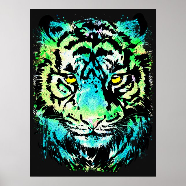 Dark Tiger Poster - Colorful Tiger Eyes  (Front)