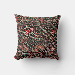 Dark tiles in textured rough style, mosaic squares cushion