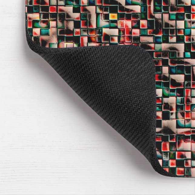 Dark tiles in textured rough style, mosaic squares mouse pad (Corner)